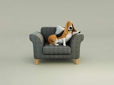 Betsy Chillin' 3d character dog illustration maya zbrush