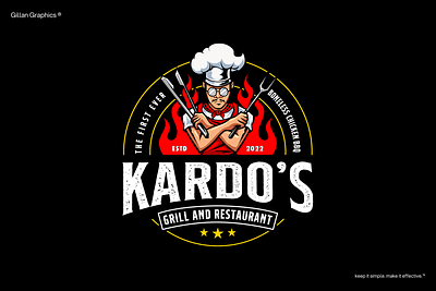 Kardo's Grill & Restaurant bbq branding character grill logo mascot