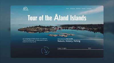 Tour of the Åland Islands hero screen animation design hero screen minimal travel ui web deisgn web design