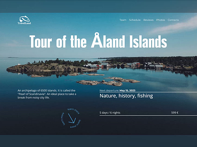 Tour of the Åland Islands hero screen animation design hero screen minimal travel ui web deisgn web design