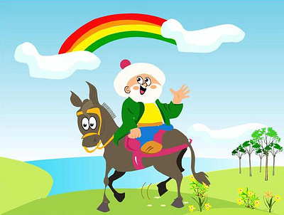 Nasreddin Hodja children s illustration digital illustration donkey happywibes illustration nasreddin hodja vector