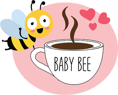 baby bee with coffee bee children s illustration design digital illustration happywibes illustration procreate vector