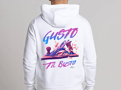 Gusto Til Busto - Apparel Design apparel apparel design graphic design hand plane hoodie illustration sweat shirt vector