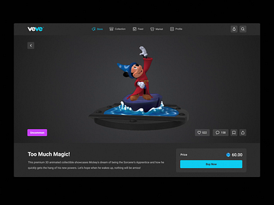 VeVe - NFT collectible detail animation collectibles disney nft nft detail preview ui uiux web3 webapp