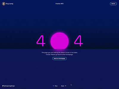 404 page design explorations 404 animation duyluong framer interaction interaction design ui web