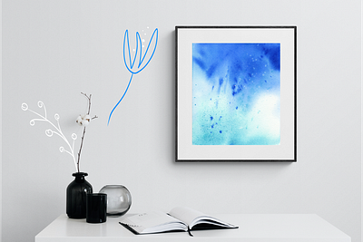 Blue watercolor abstract art abstract art blue design digital file illustration painting poster print printable sky wall decor watercolor