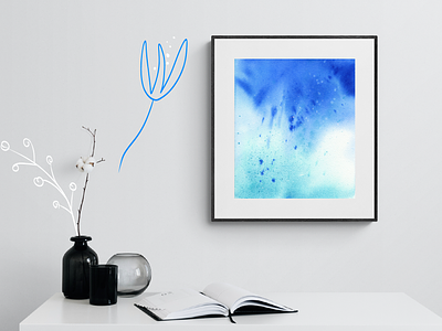 Blue watercolor abstract art abstract art blue design digital file illustration painting poster print printable sky wall decor watercolor