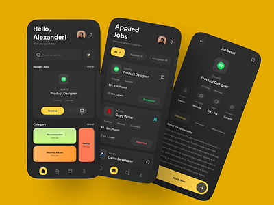 Jobs finder - Dark mode by George Chichua on Dribbble