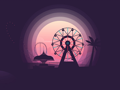 Ferris wheel and parallax 2d animation animated animated illustration animation design ferrif wheel illustration logo motion graphics svg svgator theme park ui vector