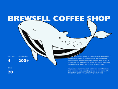 Brewsell coffee shop brew coffee design drawing illustration rozov ui visualisation whale wnbl