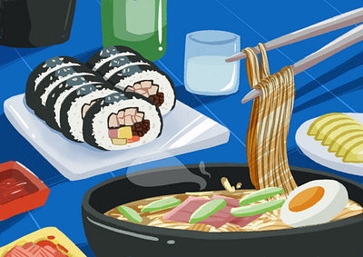 Hansik Illustration art bibimbab digitalart food food illustration hansik illustration korean ramyeon 비빔밥 한국 한식