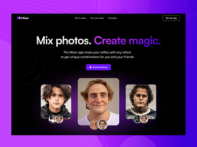 Mixer app website dark landing typo typography ui web