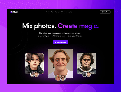 Mixer app website dark landing typo typography ui web