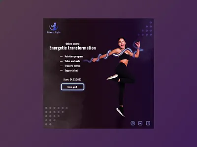 promotion banner for online fitness course banner graphic design ui