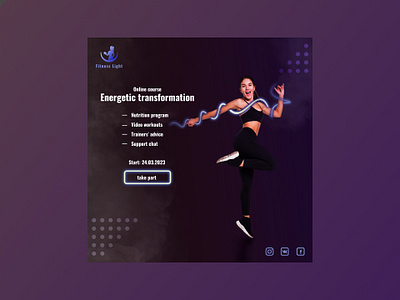 promotion banner for online fitness course banner graphic design ui