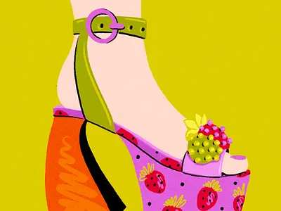 Spring Heels drawing fashion fashion illustration flower heels high heels illustration procreate shoes strawberry