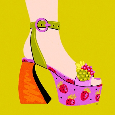 Spring Heels drawing fashion fashion illustration flower heels high heels illustration procreate shoes strawberry