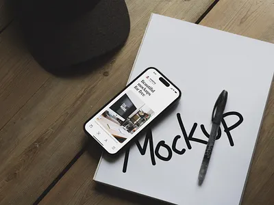 Creative iPhone 14 Pro Mockup 14 cap caps creative drawing iphone mockup paper pro table