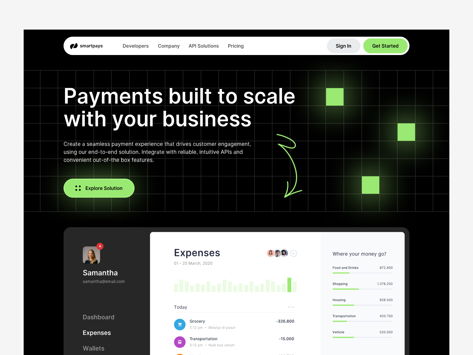Payment platform website 3d animation branding dark design graphic design illustration landing logo modern motion graphics payment platform ui uiux uiuxdesign ux vector webdesign