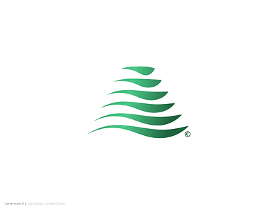 Lettermark A gradients green letter a lettermark letters logo mark simple stripes symbol waves wavy