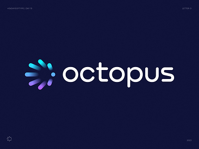 O for Octopus. 36 Days of Type. Day 15 blockchain branding crypto decentralized defi fintech for sale gradient icon identity letter o lettering logo logo logo medtech molecule network saas startup unused