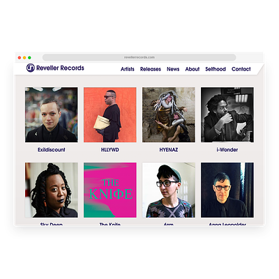 Website design for Reveller Records branding music music industry ui web design