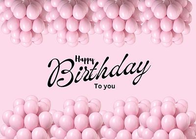 Simple Pink happy birthday card with no photo balloon 🎈 birthday design flyer graphic design pink