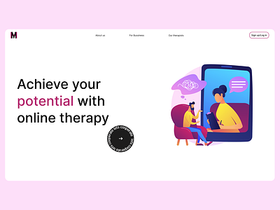 MH - online mental health services and counseling to people who figma graphic design landing ui