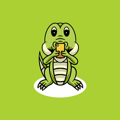 Cute Baby Crocodile Take a Photo branding graphic design selfie mascot ui