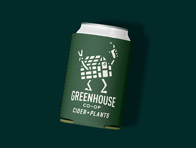 / greenhouse CO-OP 004 branding cider greenhouse illustration koozie lettering logotype plants typography