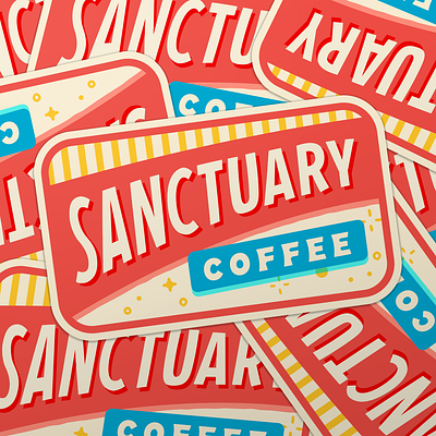 / sanctuary coffee 002 badge branding lettering lockup logotype packaging stickers typography