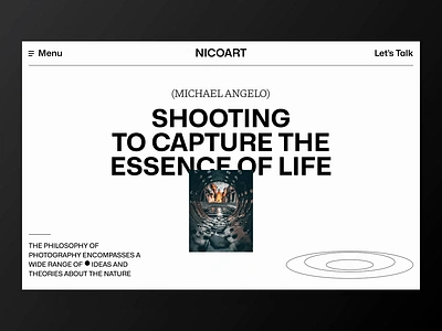 NICOART - Photographer Portfolio Animation Version agency animation cam camera inquiry interaction landing page landscape macro my work photography portfolio potrait prototype ui video videography web website website animation