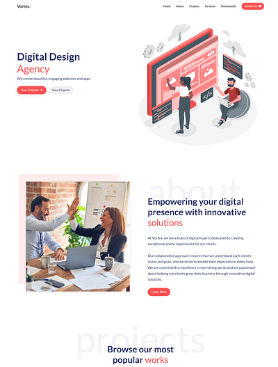 Vortex - A digital design agency website theme design digital template theme webdesign website