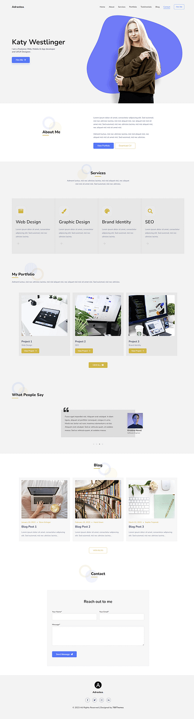 Adrastea - A creative portfolio theme branding creative design digital portfolio template theme ui webdesign website