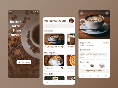 Coffee Shop App cafe coffee coffee shop design figma mob app mobapp ux uxui