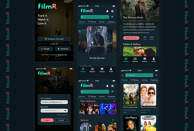 filmR - Movie & TV Show Tracking App app ui ux