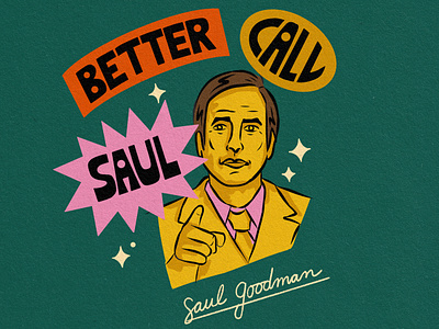 Saul Goodman better call saul branding character comic design hand lettering illustration lawyer lettering modern movie netflix person pop art retro spot art tv