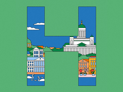 H is for Helsinki city illustration colorful colourful design editorial editorial illustration graphic design helsinki illustration spot illustration visual design