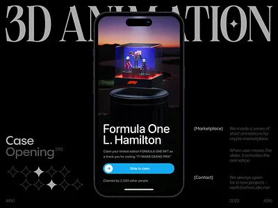 Case Opening 05 / 3D Animation 3d app arki box c4d cinema4d crypto design f1 formulaone glass illustration mobile motion graphics nft race racetrack redshift sky slider