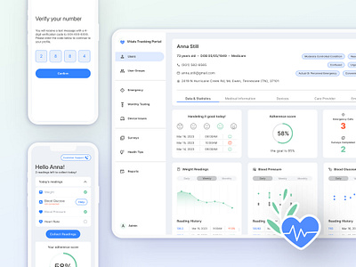 Vitals Tracking Portal dashboard design digital health elderly healthcare medical onboarding product remote patient monitoring senior telemedicine ui ux vitals tracking