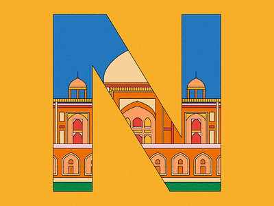 N is for New Delhi city illustration colorful colourful design digital art editorial editorial illustration graphic design illustration magazine illustration new delhi spot illustration type ui visual design