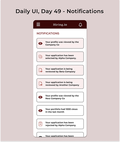 DailyUI, Day 49 - Notifications 100daychallenge 100daysofui branding dailyui dailyuichallenge dailyuiday49 design notifications ui uichallenge