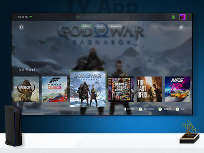 TV App UI 100dayuichallenge branding dailyui design figma gaming graphic design illustration illustrator logo ps5 tvapp tvui ui vector