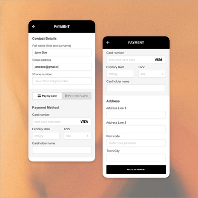 Card checkout form dailyui mobile payment ui ui design visual design