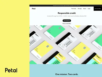 Petal landing page cards dailyui finance fintech hero section landing page landingpage nav bar ui uidesign ux web design webdesign website