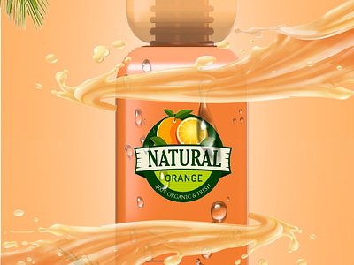 Natural Orange - Juice bottle design 3d 3dmodelling rendering softwares adobephotoshop branding graphic design logo poster product designing productdesign prototyping protoype ui vector