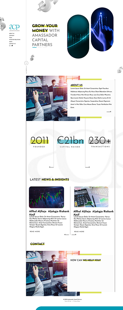 Webpage design for a Venture Capitalist Company branding design figma ux web design website