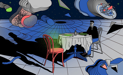 Lonely dining editorial illustration loneliness pandemic