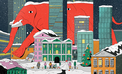 NY 2021 christmas design editorial illustration new year pandemic