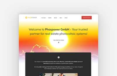 Phospower GmbH landing page branding contrast design digital design graphic design landing page solar power sun typography ui ux vibrant colors website